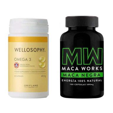 OMEGA 3 + MACA NEGRA CÁPSULAS MACA WORKS