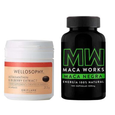ASTAXANTINA CÁPSULAS + MACA NEGRA CÁPSULAS MACA WORKS