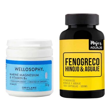 MAGNESIO MARINO TABLETAS + HINOJO CÁPSULAS MUJER AGUAJE