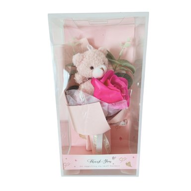 PLANTAS ALGODON ROSADO RAMO OSO PELUCHE ROSA CAJA - 3