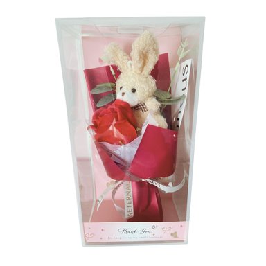 PLANTAS ALGODON ROSADO RAMO CONEJITO PELUCHE ROSA CAJA - 2
