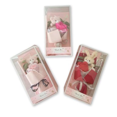 PLANTAS ALGODON ROSADO RAMO CONEJITO PELUCHE ROSA CAJA - 3
