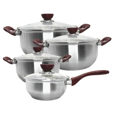 JUEGO DE OLLAS ACERO INOXIDABLE 8 PIEZAS PREMIUM KAISA VILLA