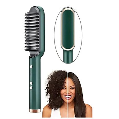 CEPILLO ALISADOR LACEADOR PEINE SECADOR DE CABELLO ELÉCTRICO 2 EN 1 - 200°C TAMAÑO M