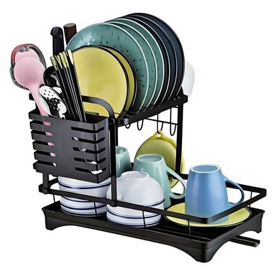 ESCURRIDOR DE PLATOS VASOS 2 NIVELES ACERO AL CARBONO CON SISTEMA DE DRENAJE