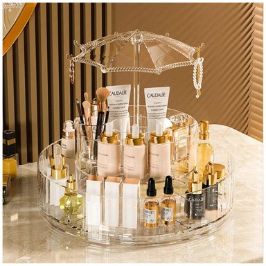 ORGANIZADOR DE MAQUILLAJE COSMÉTICOS DE ACRÍLICO GIRATORIO 360°