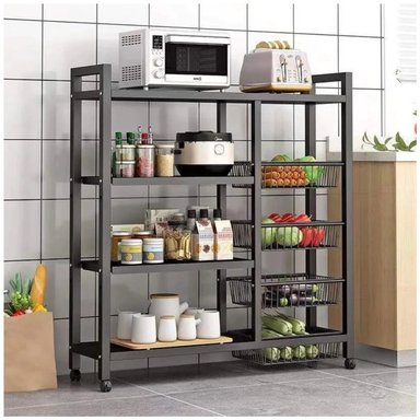 ESTANTE ORGANIZADOR DE COCINA MULTIUSOS DE METAL CON RUEDAS 132X114X32CM