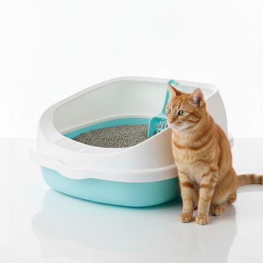 CAJA DE ARENA ARENERO PARA GATO CON PALA CERNIDORA 20X40X48CM CELESTE TAMAÑO M