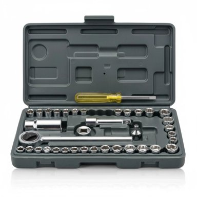 JUEGO DE HERRAMIENTAS Y LLAVES DE ACERO CROMADO 40 PIEZAS