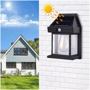 LÁMPARA CON PANEL SOLAR PARA PARED BK-888 IMPERMEABLE CON SENSOR MOVIMIENTO