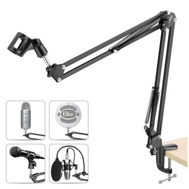 SOPORTE DE ESCRITORIO PARA MICRÓFONO BRAZO FLEXIBLE AJUSTABLE GIRATORIO 360°