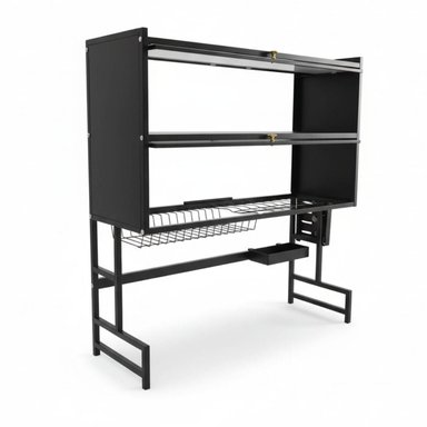 ORGANIZADOR Y ESCURRIDOR DE PLATOS 3 NIVELES CON DOBLE TAPA ACERO AL CARBONO 85CM - 6