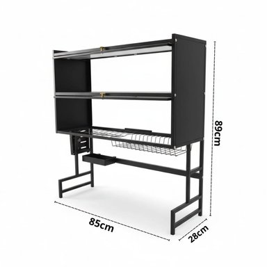 ORGANIZADOR Y ESCURRIDOR DE PLATOS 3 NIVELES CON DOBLE TAPA ACERO AL CARBONO 85CM - 7