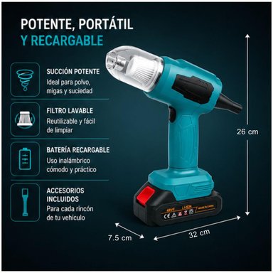 ASPIRADORA INALÁMBRICA AUTO S1 PLUS 200W RECARGABLE FILTRO HEPA BOQUILLAS MULTIFUNCIÓN - 4