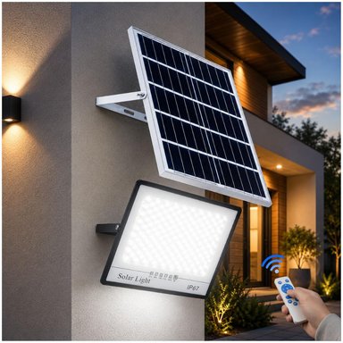 LÁMPARA PANEL SOLAR REFLECTOR 800W IMPERMEABLE 644 LEDS CONTROL REMOTO - 1