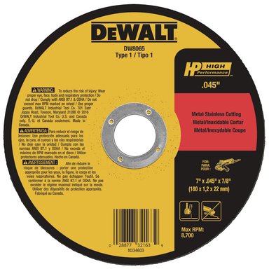 DISCO ABRASIVO CORTE HP 7' X 1/16' (1.6 MM) - PACK X 10 UNID - DEWALT