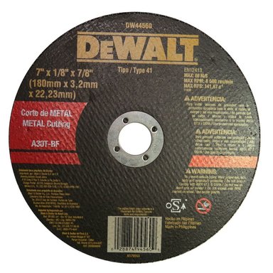 DISCO ABRASIVO CORTE METAL 7' X 1/8' (3.2 MM) - PACK X 10 UNID - DEWALT