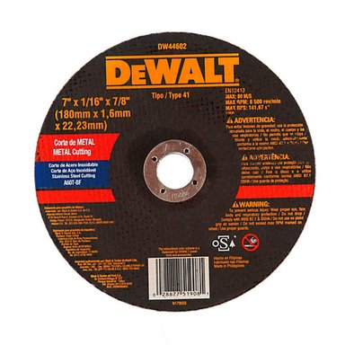 DISCO ABRASIVO CORTE INOX 7' X 1/16' (1.6 MM) - PACK X 10 UNID - DEWALT