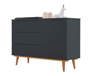 COMODA R&R MUEBLES RUFINA MULTIUSOS MODERNA 3 CAJONES NEGRO + 1 PUERTA RUFINO BLACK