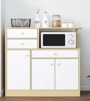 MUEBLE DE COCINA R&R MUEBLES RRC-002 3 REPISAS 3 CAJONES MULTIUSOS DUNA Y BLANCO RYR MUEBLES