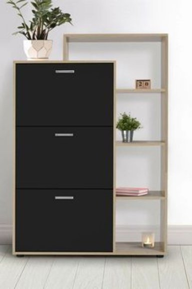 ZAPATERA R&R MUEBLES ADAN NEGRO MODERNA MINIMALISTA