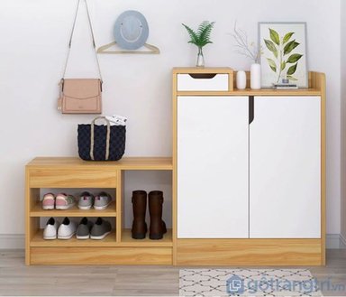 ZAPATERA R&R MUEBLES RRC-038 MULTICOLOR Y COMODA MODERNA MINIMALISTA IRIS