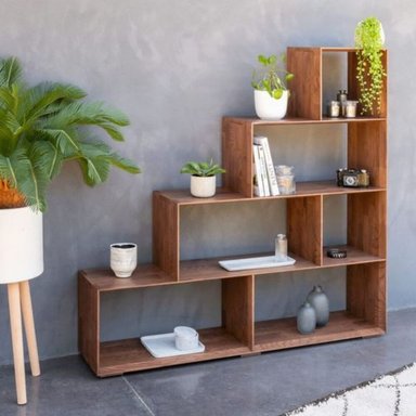 ESTANTE R&R MUEBLES JORDANIA MARRÓN SEPARADOR AMBIENTE MODERNO