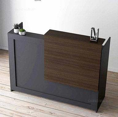 ESCRITORIO R&R MUEBLES RRC-066 140 CM X 45 CM PARA RECEPCIÓN MODERNO CELGA NEGRO CON WENGUE