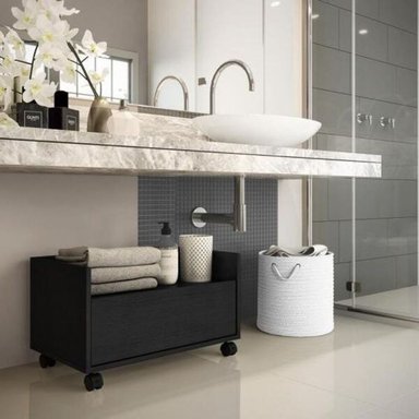 MUEBLE DE BAÑO R&R MUEBLES RRC-127 ORGANIZADOR MODERNO NEW YORK CON RUEDAS NEGRO