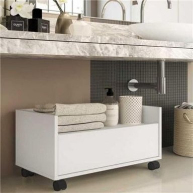 MUEBLE DE BAÑO R&R MUEBLES RRC-128 BLANCO ORGANIZADOR MODERNO NEW YORK CON RUEDAS