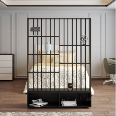 ESTANTE SEPARADOR DE AMBIENTE R&R MUEBLES RRC-186 TRIZZ 130CM NEGRO