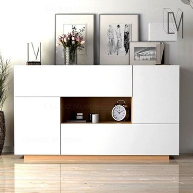 APARADOR R&R MUEBLES ELIANA MELAMINA 18 MM 2 PUERTAS 2 CAJONES VAJILLERO MODERNO 140 CM