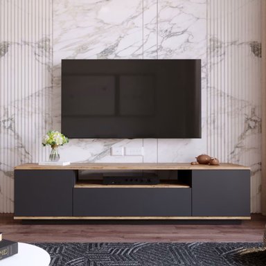 MUEBLE DE TV 55' MODERNO LUNA NEGRO RYR MUEBLES