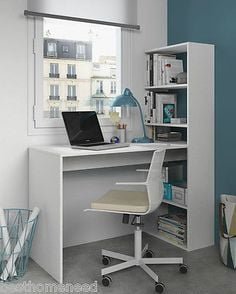 ESCRITORIO R&R MUEBLES RRC-226 120 CM X 50 CM BLANCO CON ESTANTES MODERNO ROSMERY