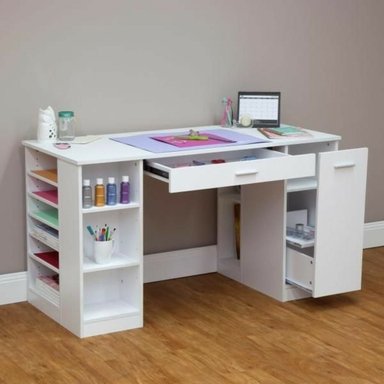 ESCRITORIO R&R MUEBLES RRC-232 120 CM X 53 CM BLANCO MODERNO BERNARDO CON ESTANTE