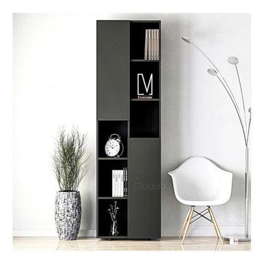 ESTANTE RYR MUEBLES MODERNO DANIEL COLOR NEGRO ALTO 189 CM