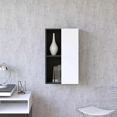 ESTANTE R&R MUEBLES RRC-273 NEGRO FLOTANTE KAY 1 PUERTA TAPA BLANCA