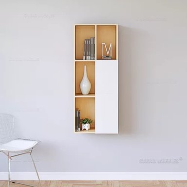 ESTANTE R&R MUEBLES RRC-277 MULTICOLOR FLOTANTE ANTONIO 1 PUERTA TAPA BLANCA