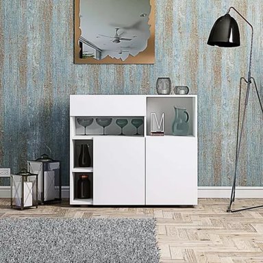 APARADOR R&R MUEBLES RRC-254 MELAMINA DE 18 MM. 2 PUERTAS 1 CAJÓN VAJILLERO ORGANIZADOR CESÁR