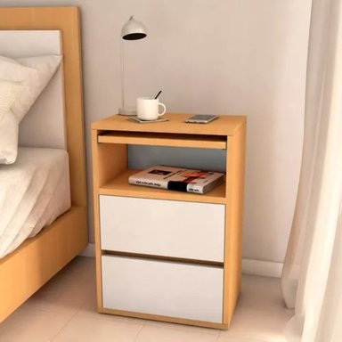 VELADOR R&R MUEBLES MODERNO CARLO 2 CAJONES Y BANDEJA DESAYUNADOR HAYA RRC-294 BLANCO