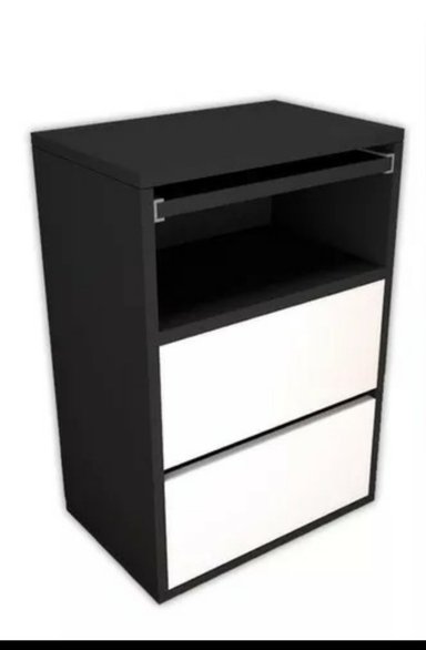 VELADOR R&R MUEBLES MODERNO CARLO 2 CAJONES Y BANDEJA DESAYUNADOR RRC-295 NEGRO BLANCO
