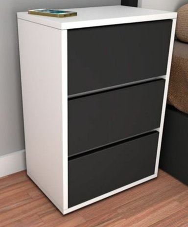 VELADOR R&R MUEBLES MODERNO KAMI 3 CAJONES RRC-296 BLANCO NEGRO