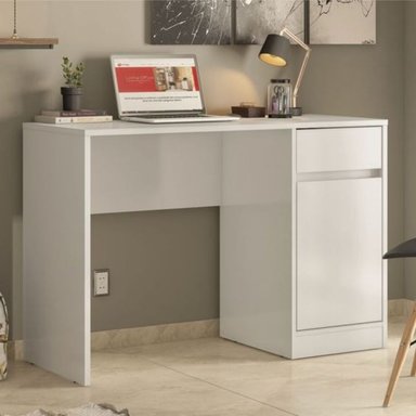 ESCRITORIO MODERNO R&R MUEBLES RRC-297 105 CM X 48 CM BLANCO GABY 1 CAJÓN 1 PUERTA