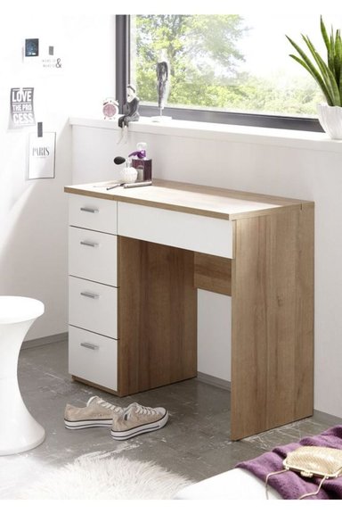 ESCRITORIO MODERNO R&R MUEBLES RRC-320 105 CM X 48 CM MARRÓN CLARO KARINA 5 CAJONES