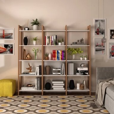 ESTANTE R&R MUEBLES MARIO BLANCO VINTAGE MODERNO 190CM