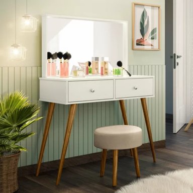 TOCADOR R&R MUEBLES LEYSI BLANCO 2 CAJONES VINTAGE