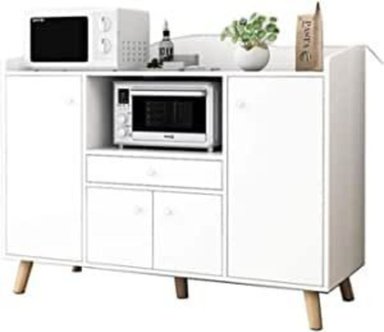 MUEBLE DE MICROONDAS R&R MUEBLES RRC-363 1 CAJÓN MODERNO JAMES BLANCO LARGO 20 CM RYR MUEBLES