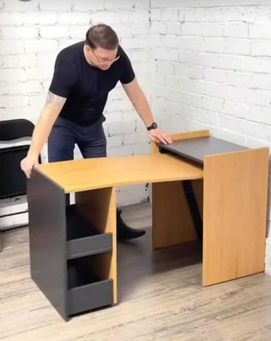 ESCRITORIO R&R MUEBLES MOISES 55 CM X 35 CM EXTENSIBLE MODERNO HAYA Y NEGRO