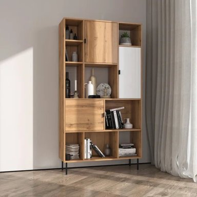 ESTANTE R&R MUEBLES RADES MARRÓN CLARO MODERNO CON MULTIPLES COMPARTIMIENTOS