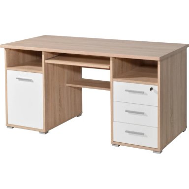 ESCRITORIO MODERNO R&R MUEBLES FILO 145 CM X 70 CM BLANCO/DUNA